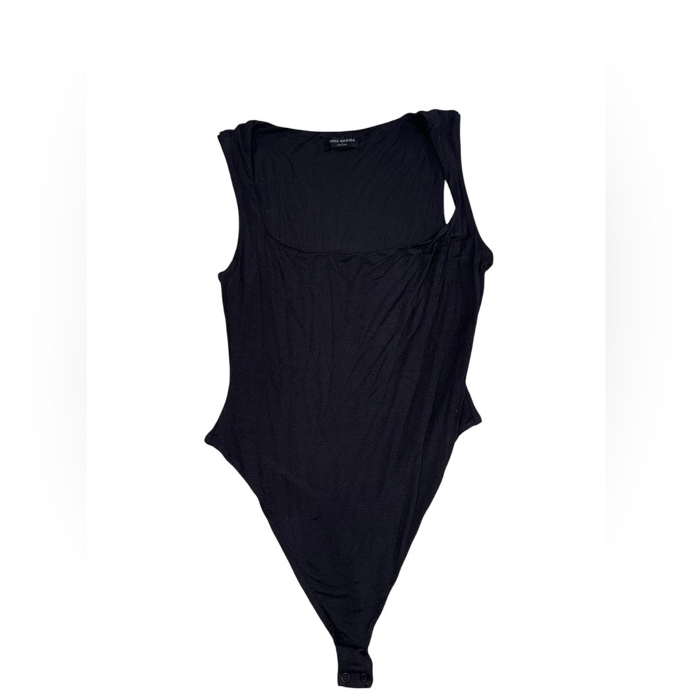 Naked Wardrobe Essential Black Square Neck Bodysuit - Size Large